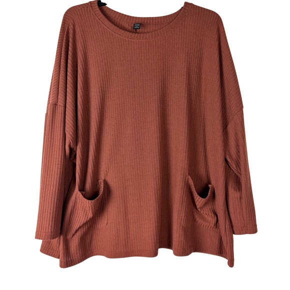 Emery Rose Tops - EMERY‎ ROSE Womens 4XL Rust Ribbed Knit Long Sleeve Pocket Tunic Top Work Plus